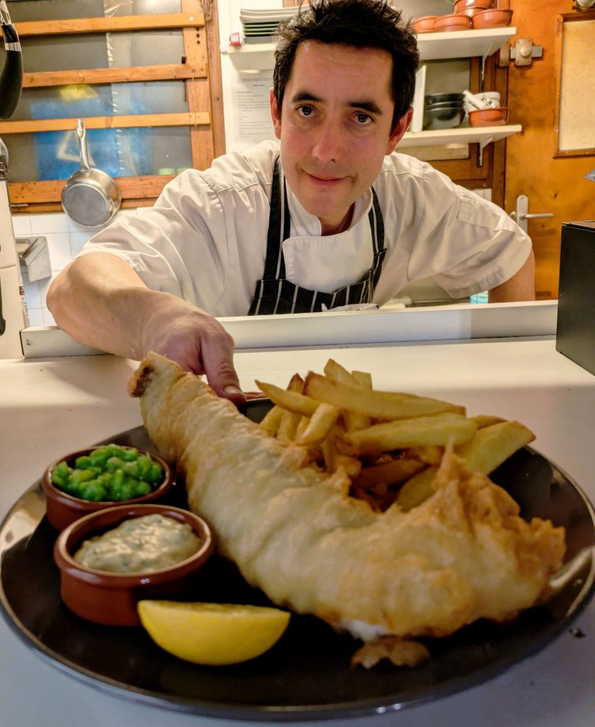 Fish and chips just like you'd find in your local chippy in England